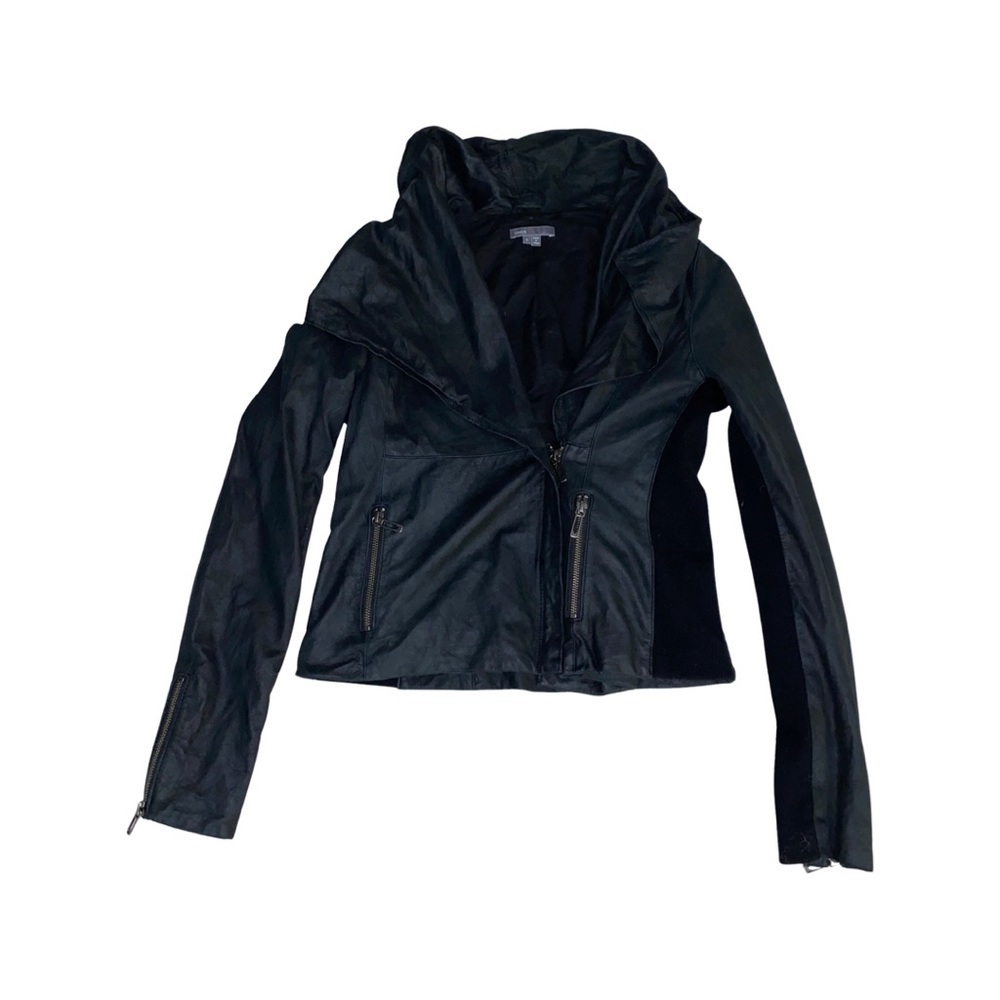 Vince Black Leather Biker Jacket - Picture 4 of 8